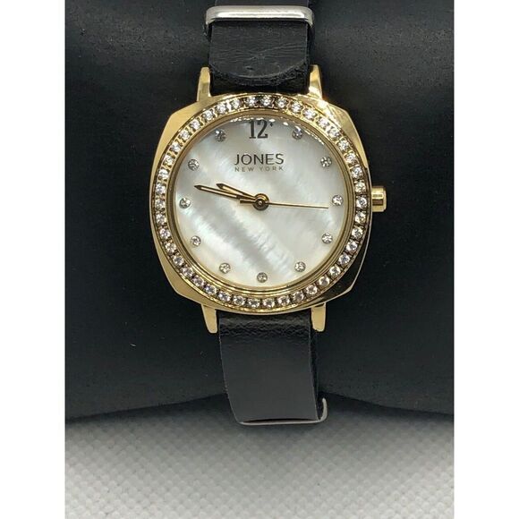 Jones New York JNY1582 Women Black Leather Analog White Dial Quartz Watch KS284 - Picture 1 of 8